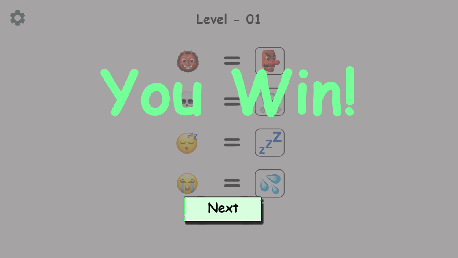 Emoji Puzzle Game Level Beat Screen Screenshot.