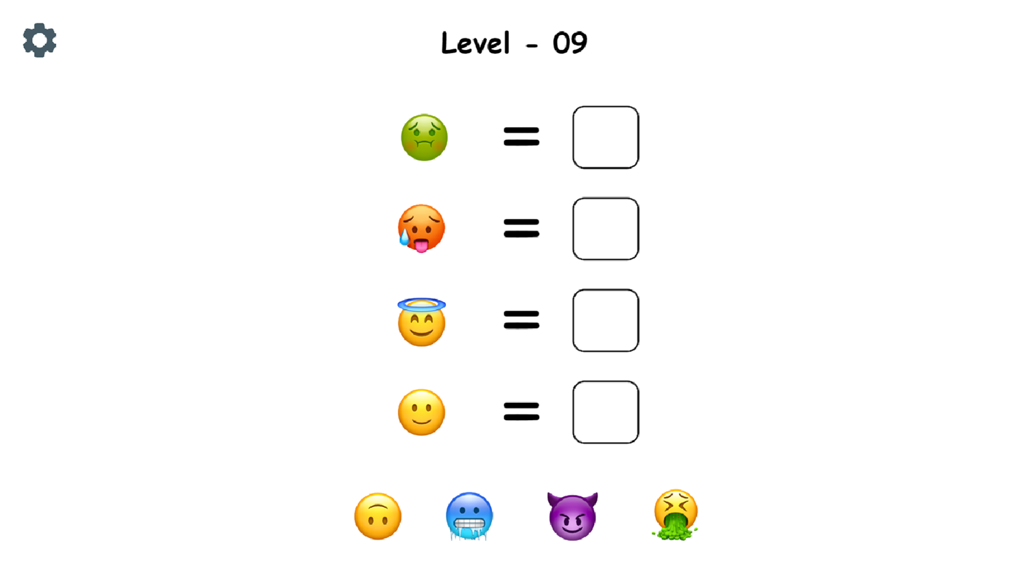 Emoji Puzzle Game Level With Opposites Screenshot.