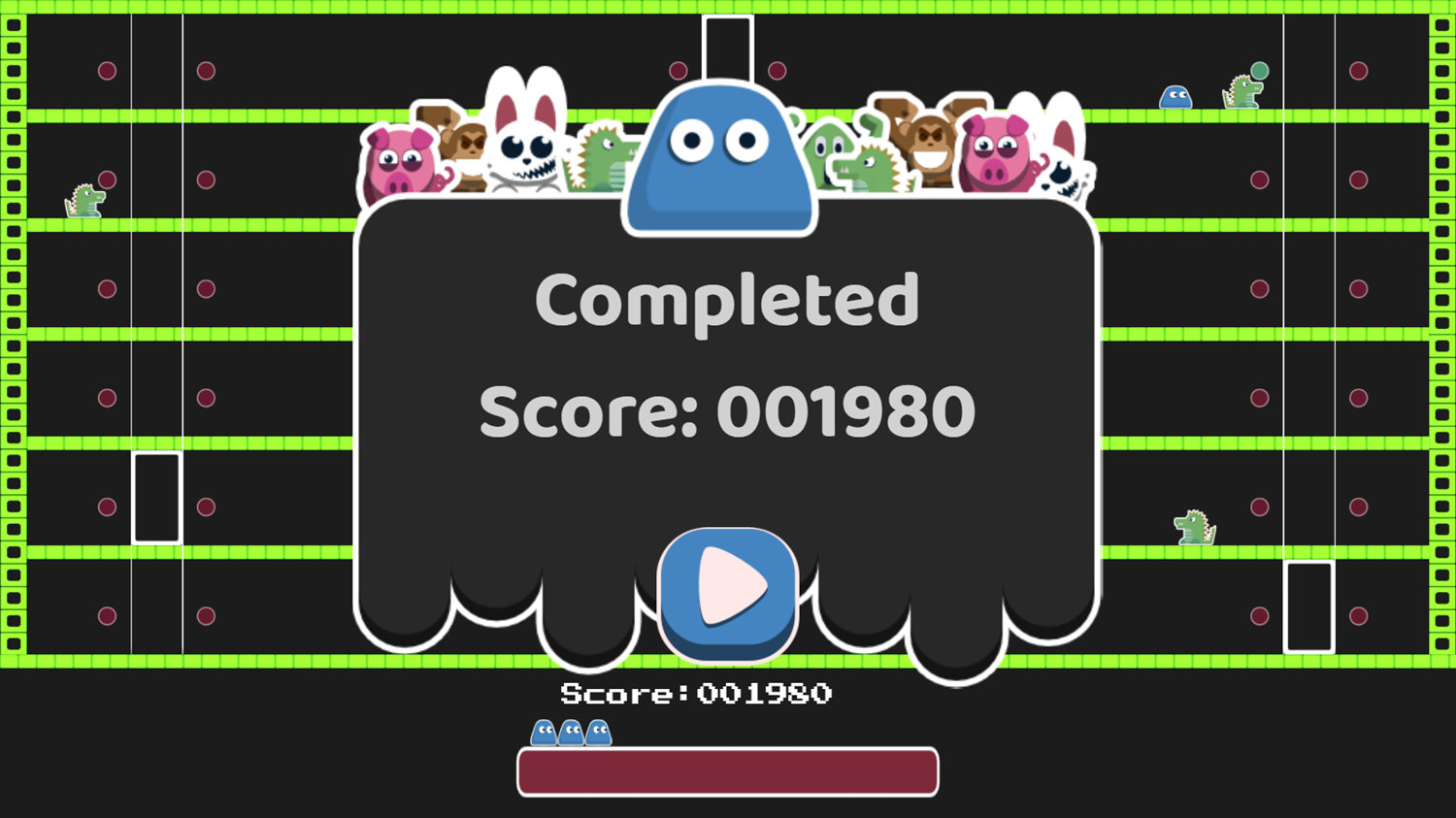 Escape Jelly Platformer Game Level Completed Screenshot.