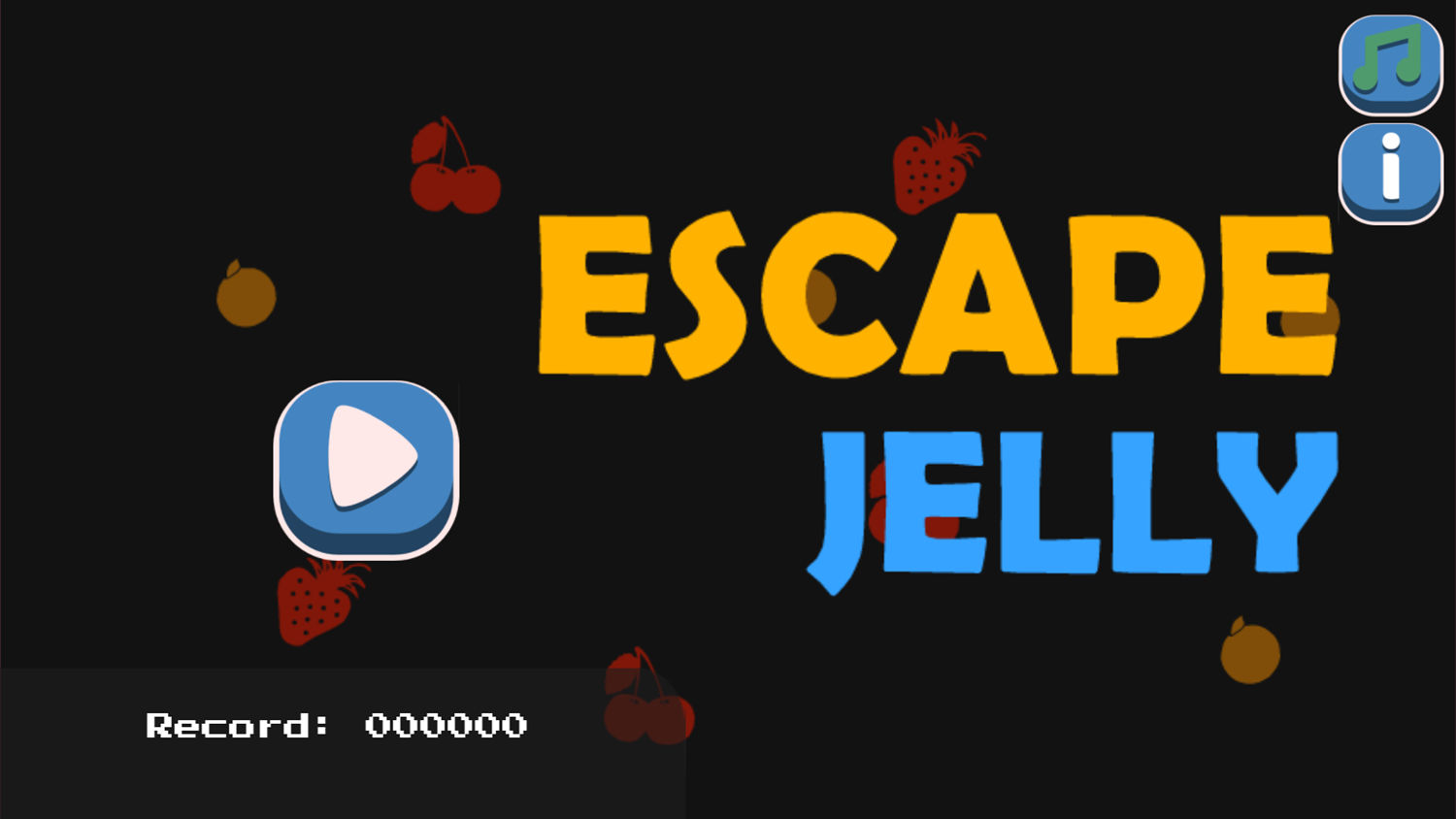 Escape Jelly Platformer Game Welcome Screen Screenshot.