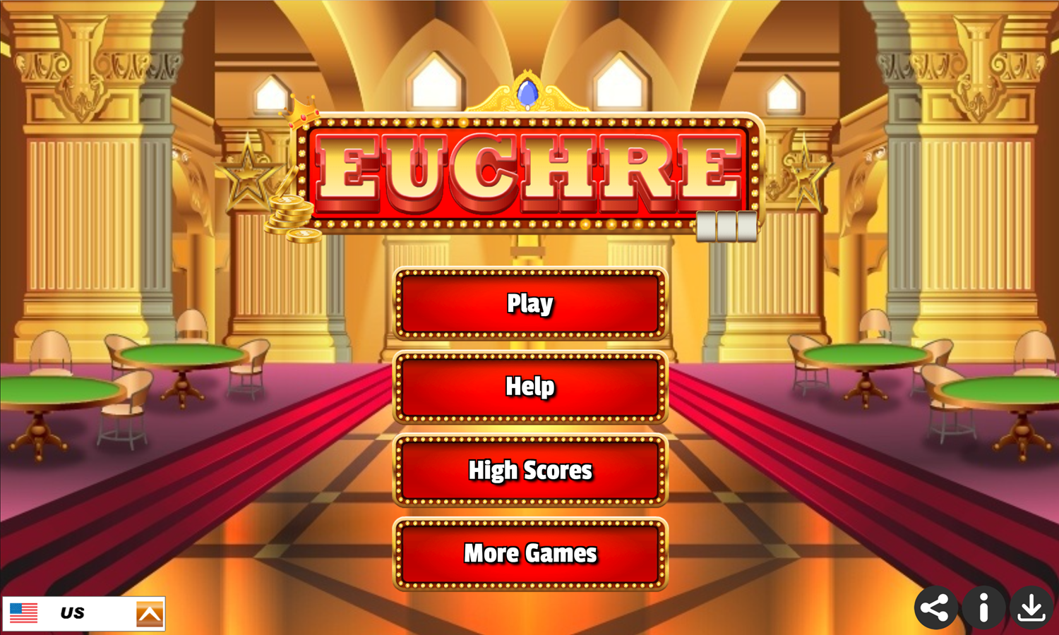 Euchre Game Welcome Screen Screenshot.