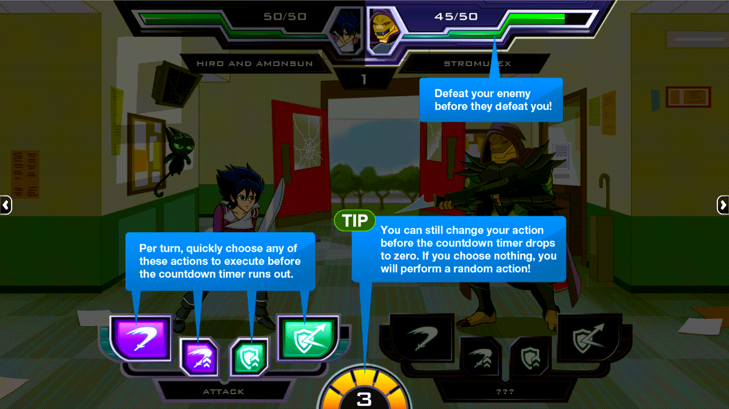 Exchange Student Zero Battle Day Brawl Game How to Play Instructions Screenshot.