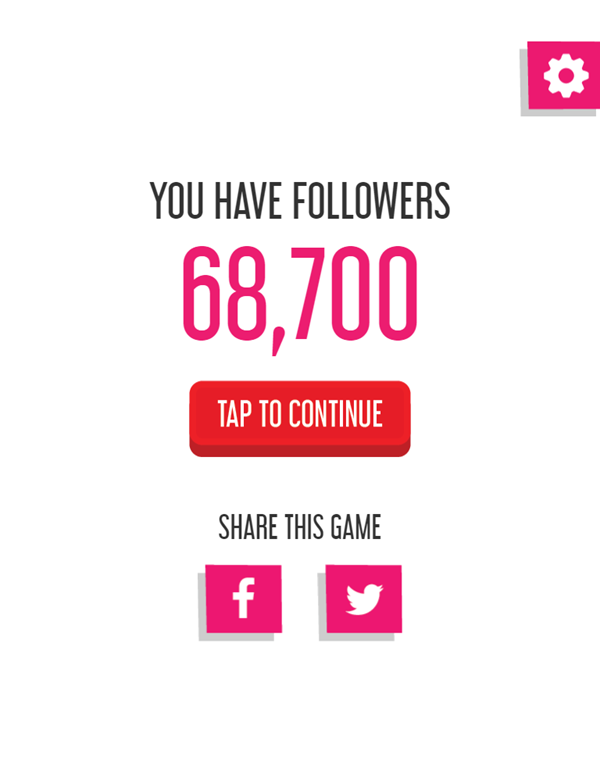 Extreme Followers Game Score Screenshot.