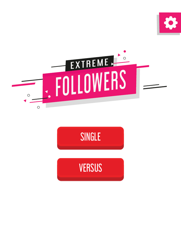 Extreme Followers Game Welcome Screen Screenshot.