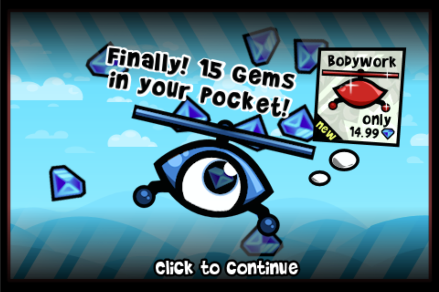 Eyecopter Gemland Game Complete Screen Screenshot.