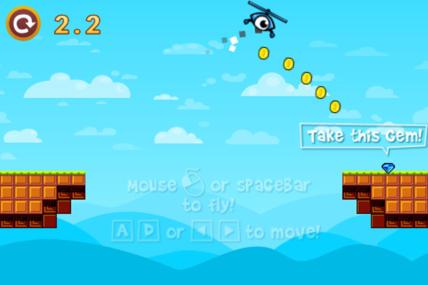 Eyecopter Gemland Game Level Play Screenshot.