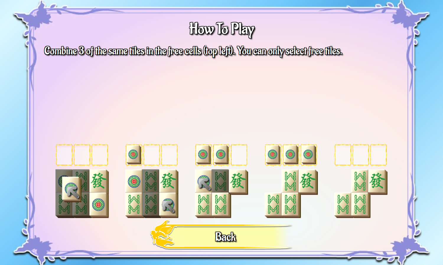 Fairy Triple Mahjong Game How To Play Screenshot.