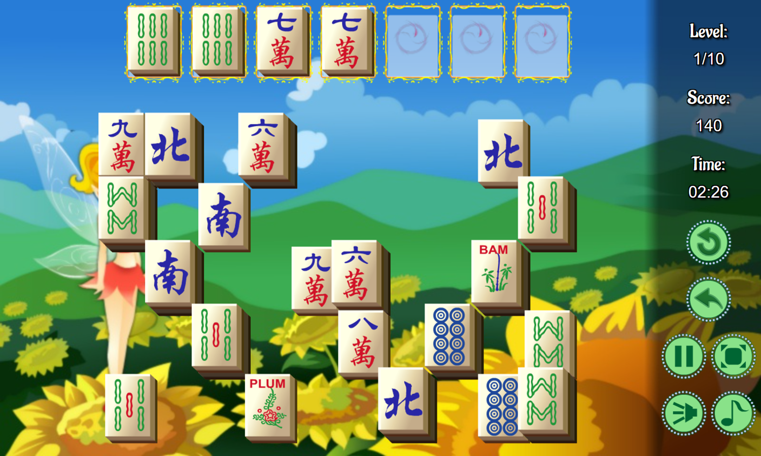 Fairy Triple Mahjong Game Level Play Screenshot.