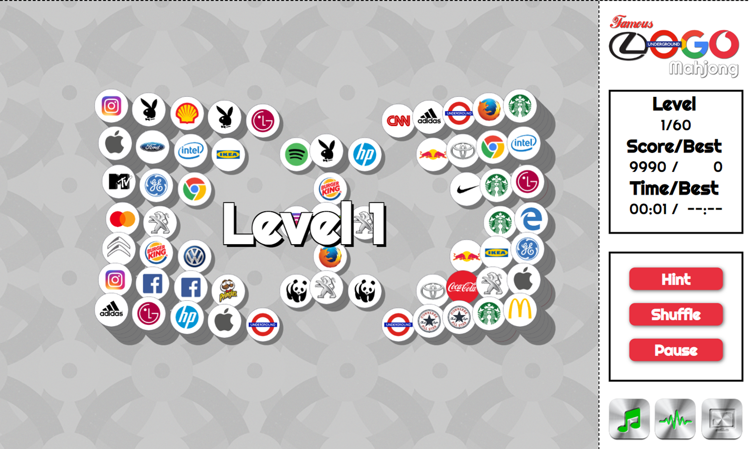 Famous Logo Mahjong Game Level Start Screenshot.