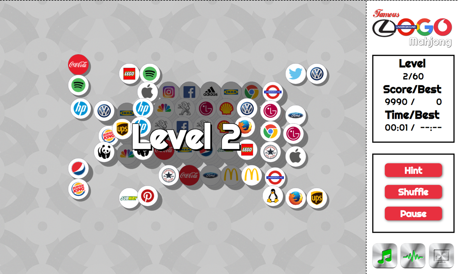 Famous Logo Mahjong Game Next Level Screenshot.