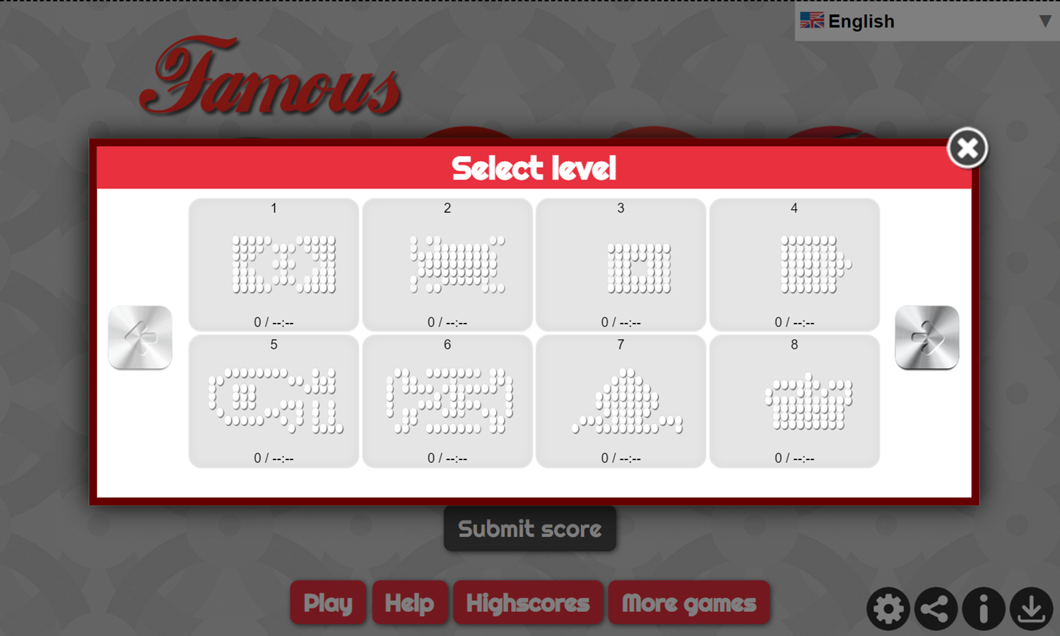 Famous Logo Mahjong Game Select Level Screenshot.