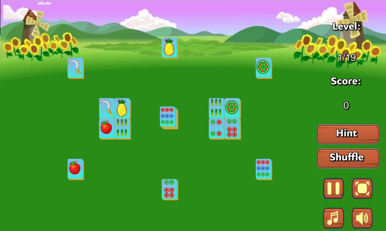 Farm Flip Mahjongg Game Screenshot.