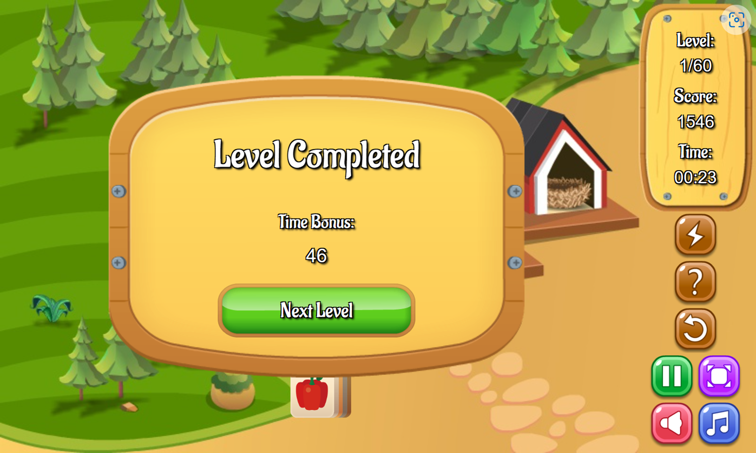 Farm Mahjong Game Level Completed Screenshot.