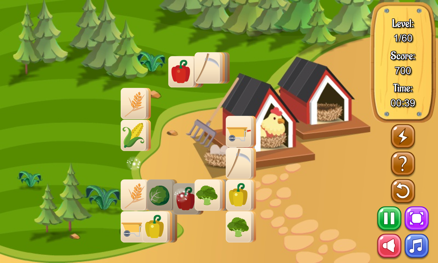 Farm Mahjong Game Level Play Screenshot.