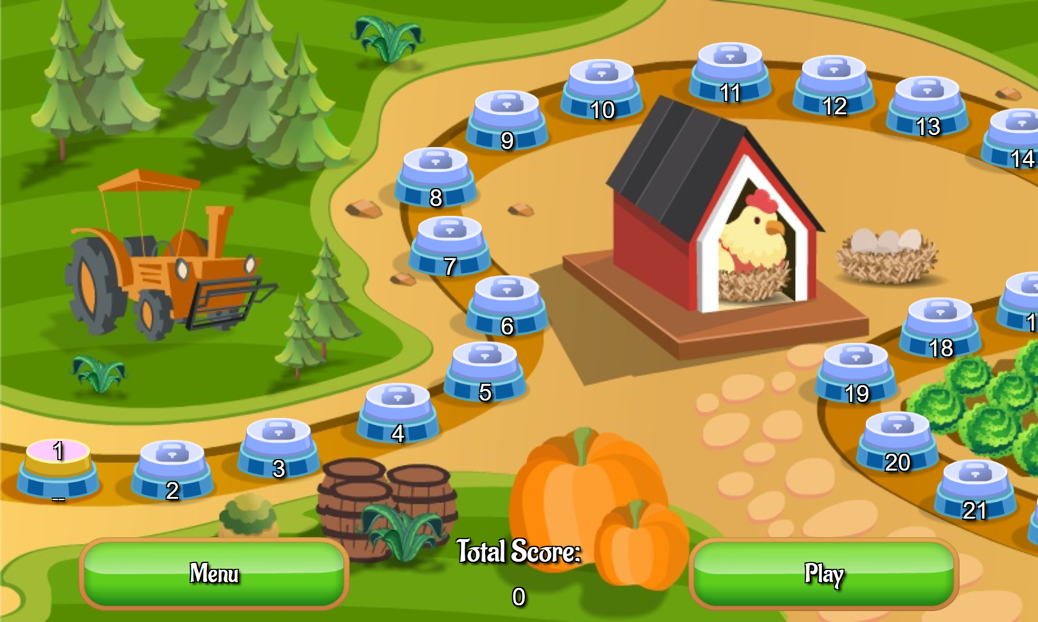 Farm Mahjong Game Level Select Screenshot.