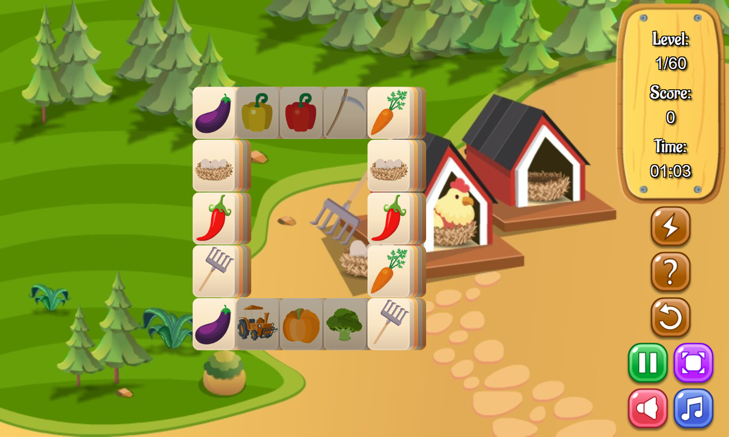 Farm Mahjong Game Level Start Screenshot.