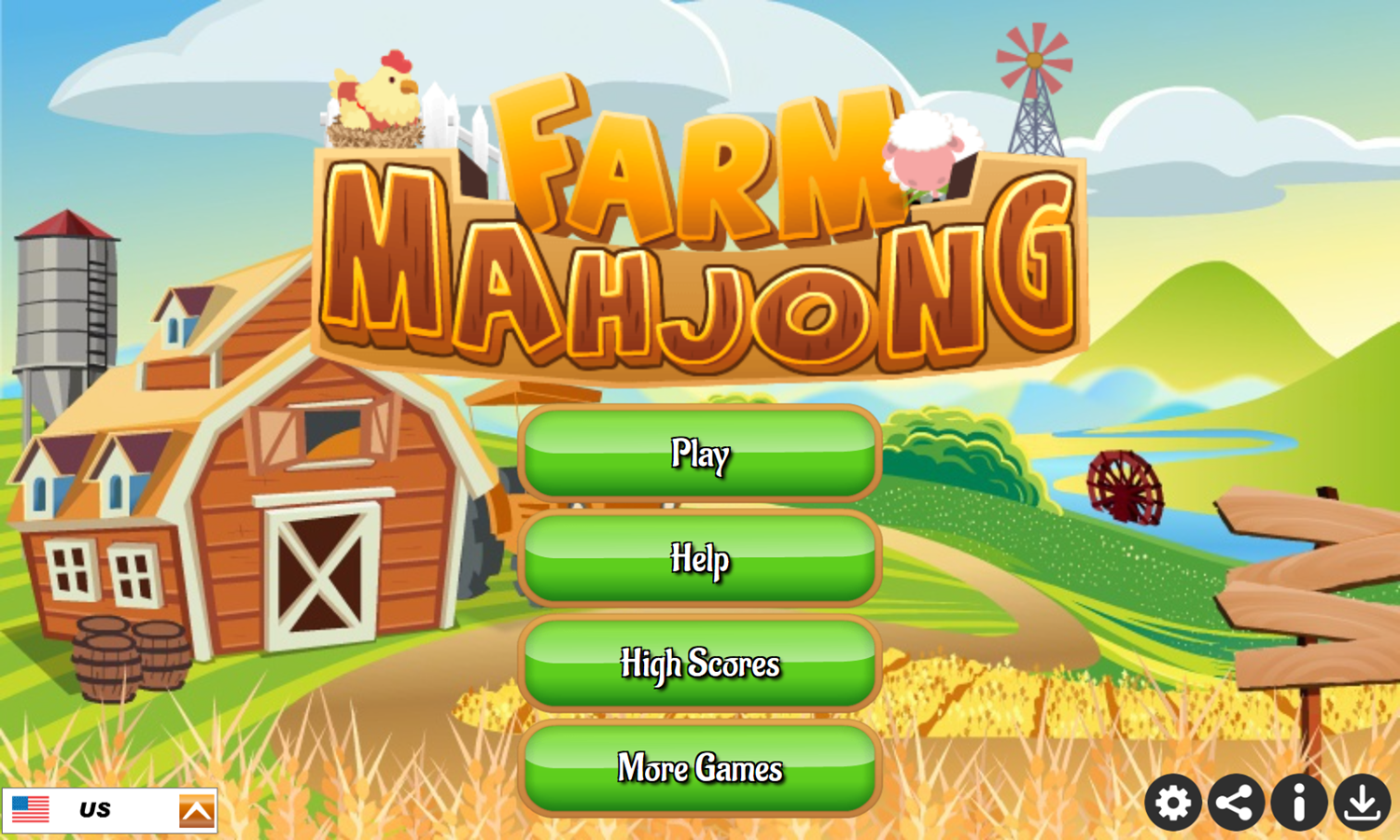 Farm Mahjong Game Welcome Screen Screenshot.