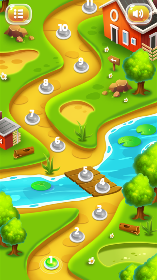 Farm Rescue Game Level Select Screen Screenshot.