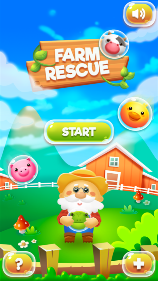 Farm Rescue Game Welcome Screen Screenshot.