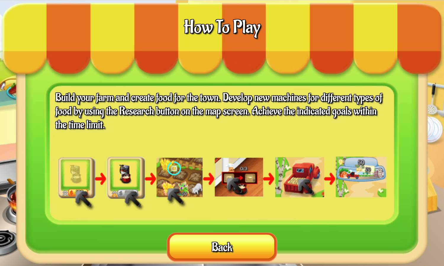 Farm Town Game How to Play Screen Screenshot.