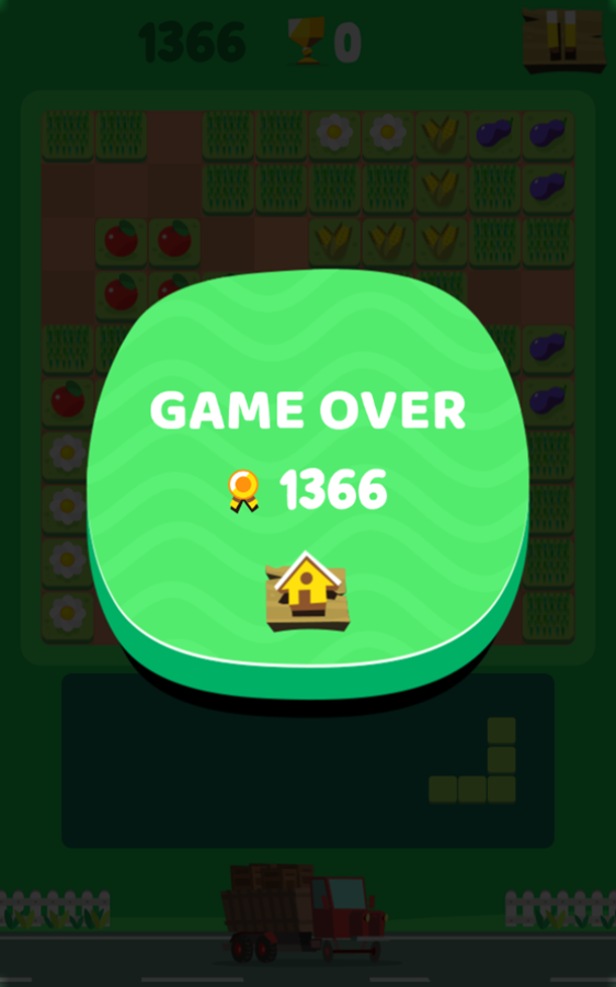 Farming 10x10 Game Over Screenshot.