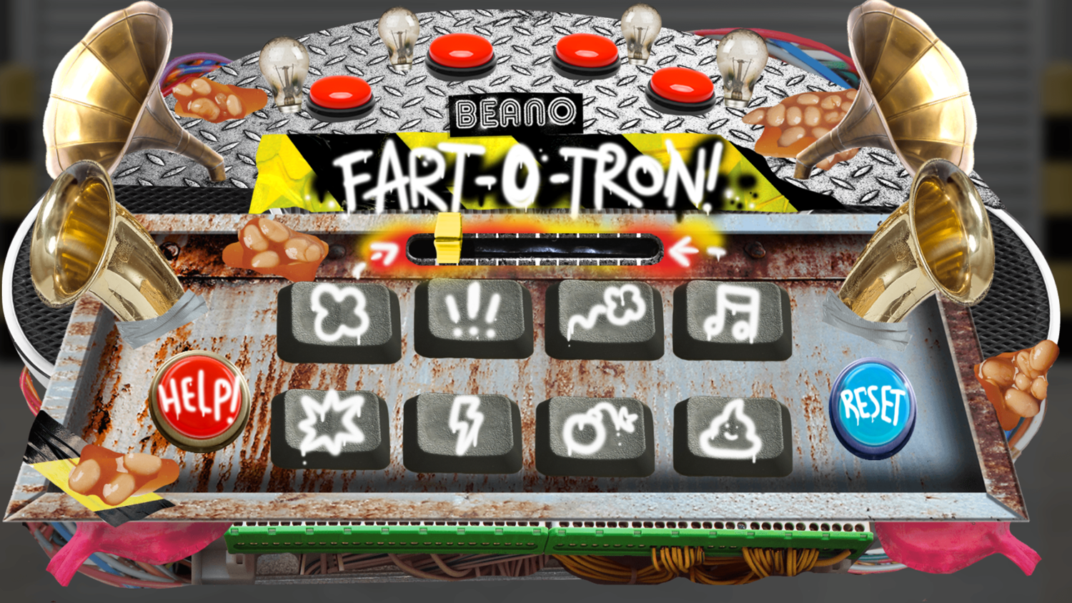 Fart-O-Tron Game Welcome Screen Screenshot.