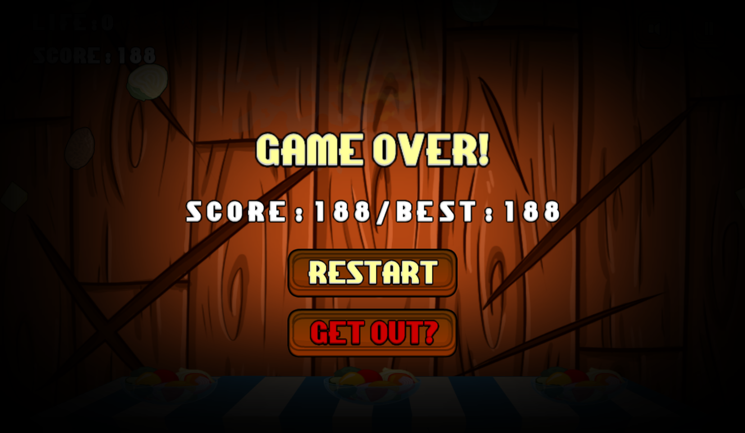 Fast Fruit Game Over Screenshot.