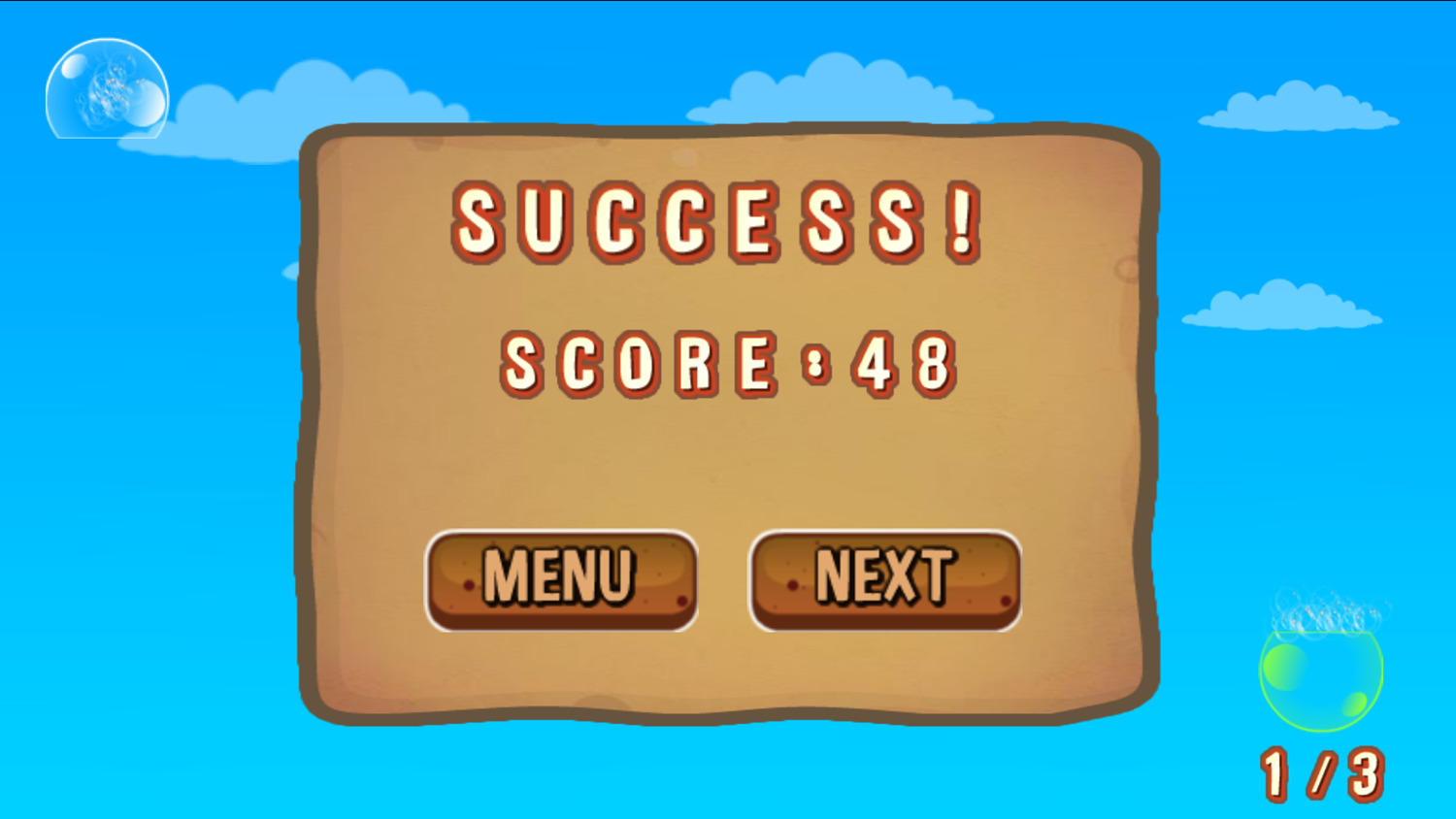 Fasty Bubble Game Success Screenshot.