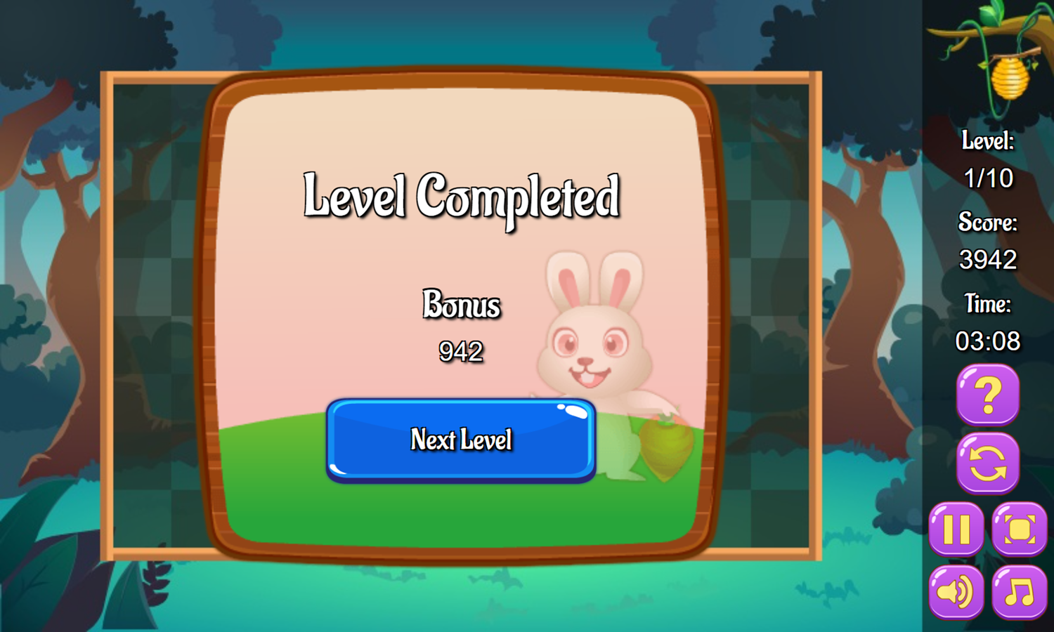 Feed the Animals Game Level Completed Screenshot.