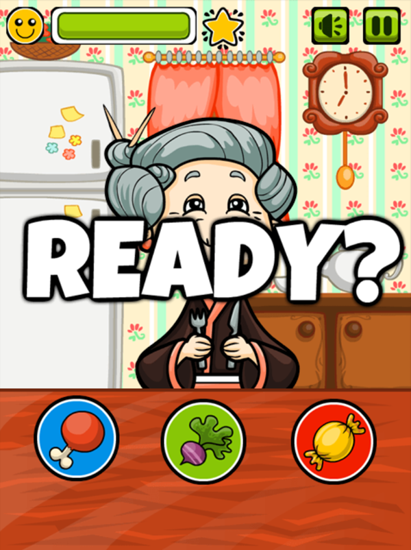 Feed The Grandma Game Start Screenshot.