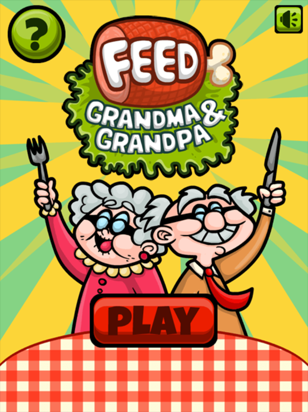 Feed The Grandma Game Welcome Screen Screenshot.
