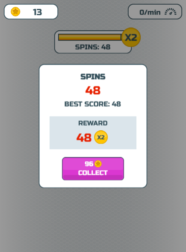 Fidget Spinner Mania Game Score Screenshot.