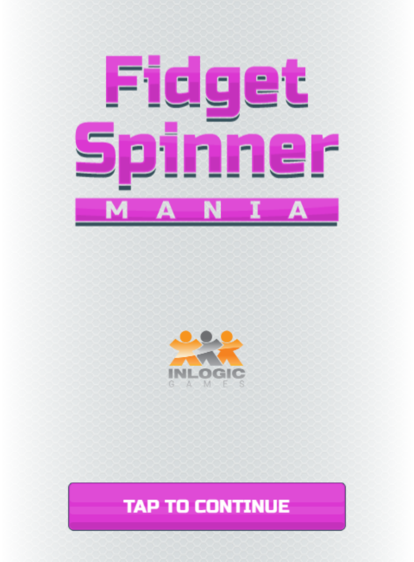 Fidget Spinner Mania Game Welcome Screen Screenshot.