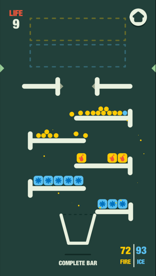 Filled Glass 5 Fire and Ice Game Final Level Pouring Fire Screenshot.