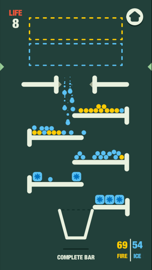 Filled Glass 5 Fire and Ice Game Final Level Pouring Ice Screenshot.