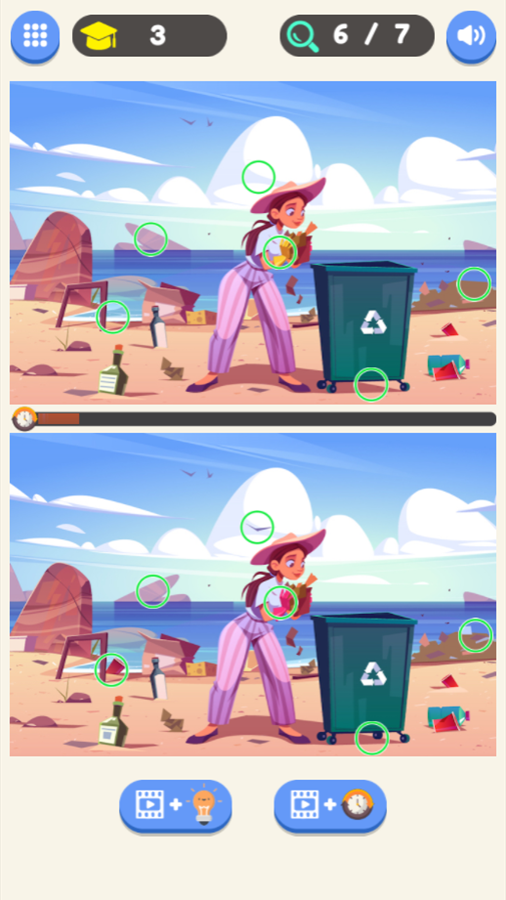 Find Differences Game Beach Scene Screenshot.