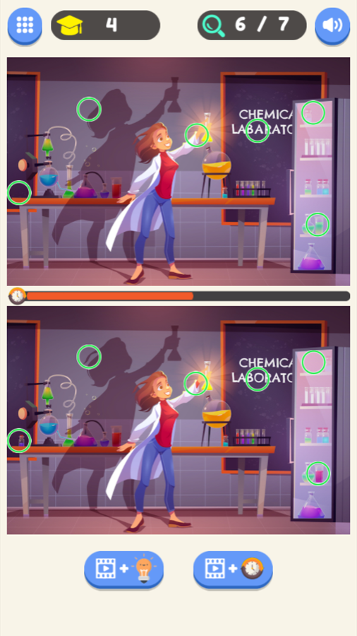 Find Differences Game Chemical Lab Scene Screenshot.