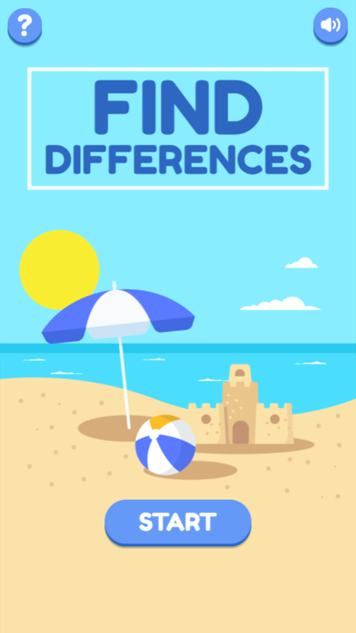 Find Differences Game Welcome Screen Screenshot.