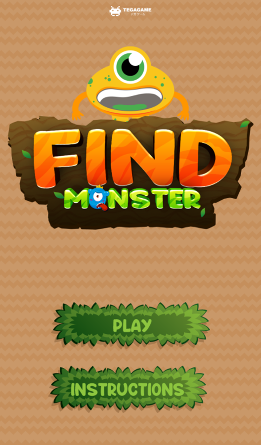 Find Monster Game Welcome Screen Screenshot.