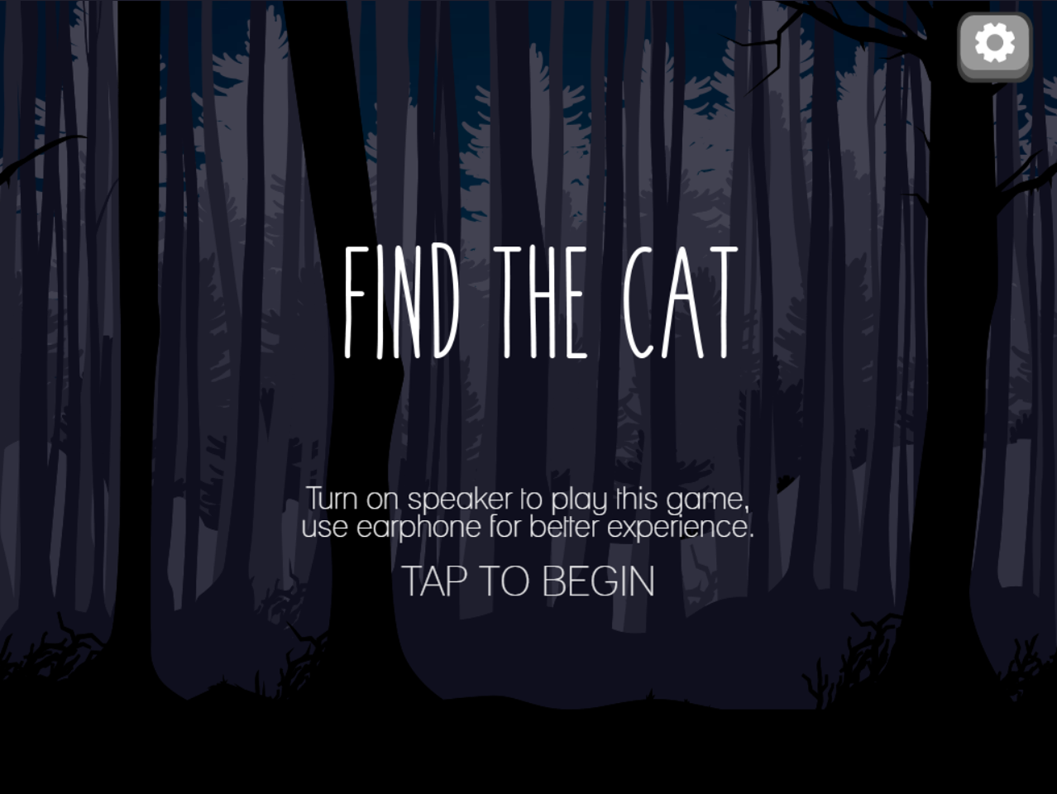 Find The Cat Game Welcome Screen Screenshot.