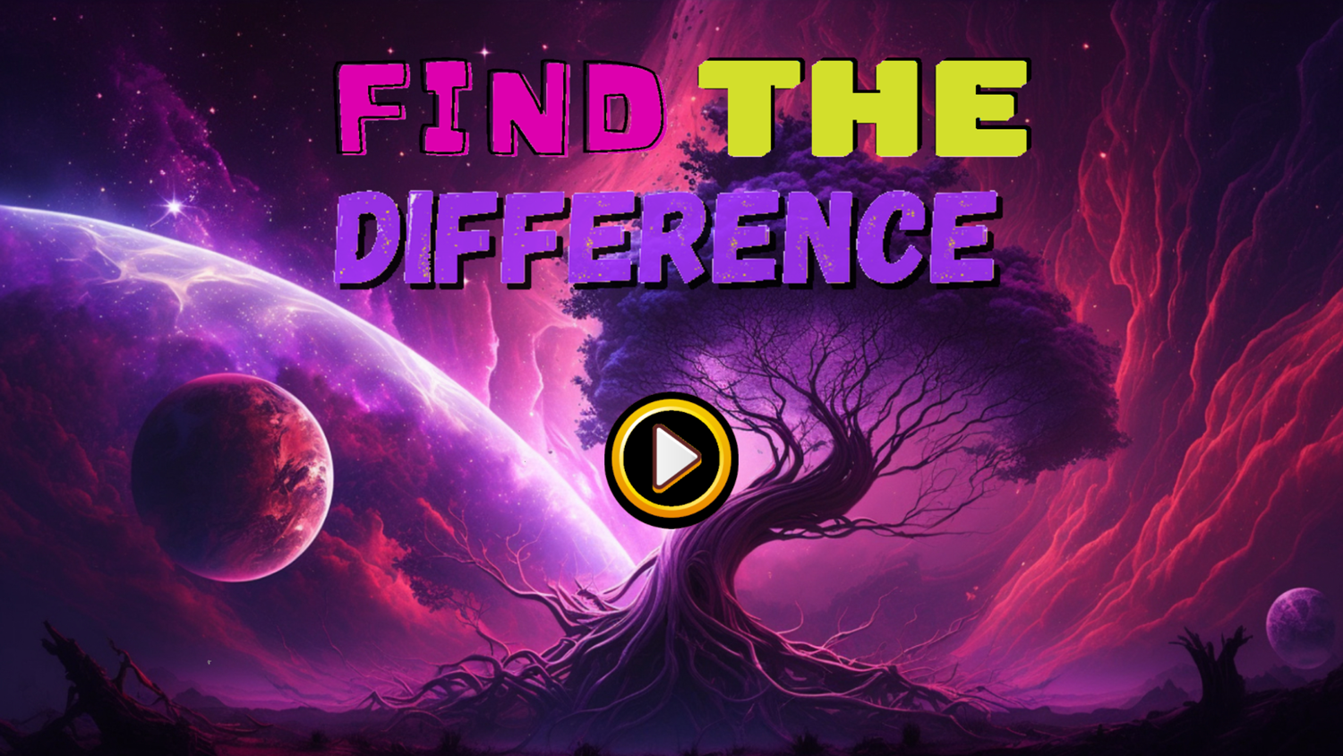 Find The Differences In Space Game Welcome Screen Screenshot.