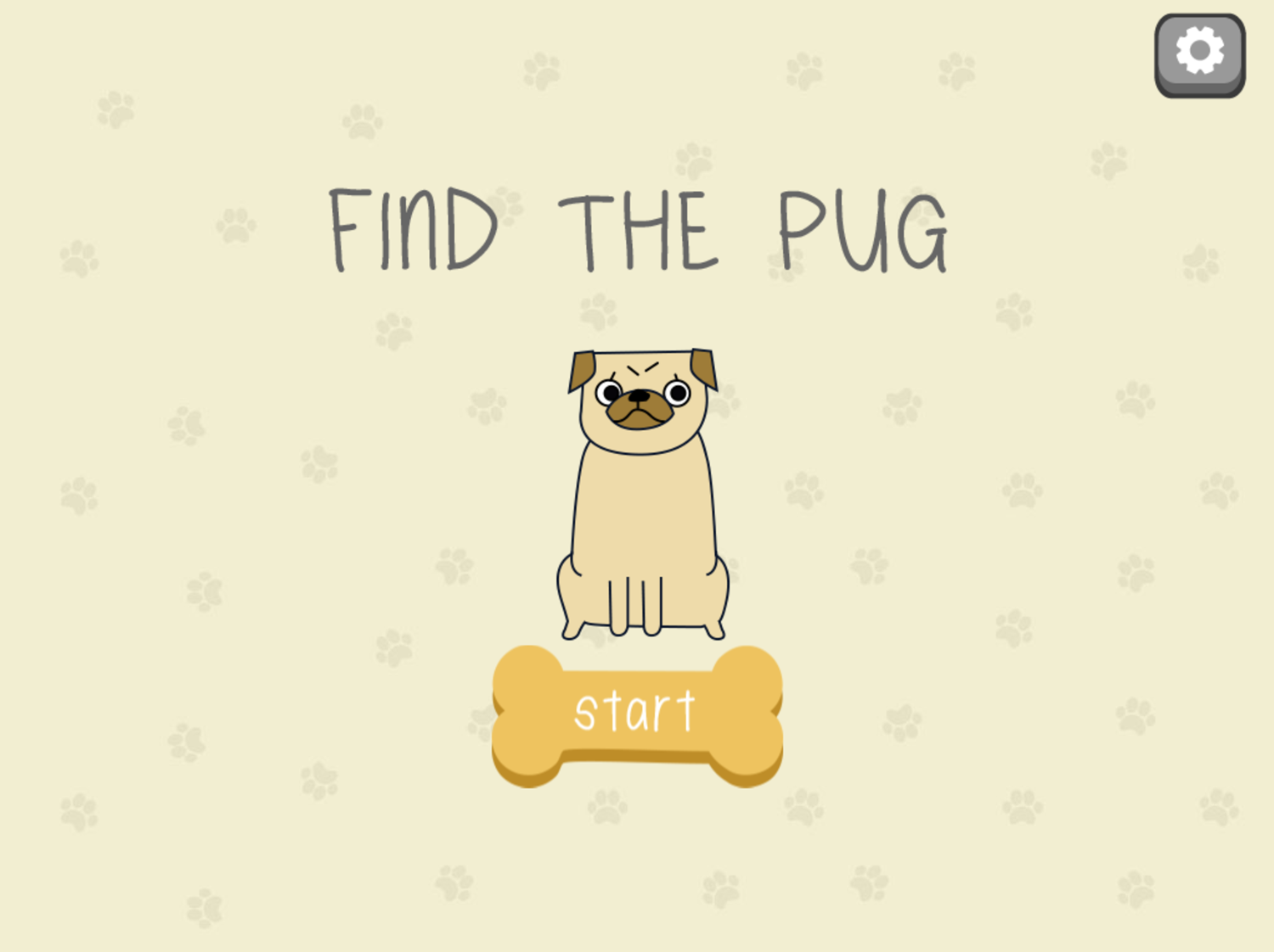 Find the Pug Game Welcome Screenshot.