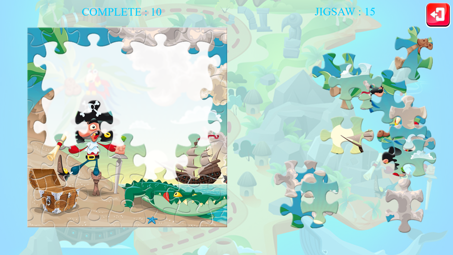 Find the Treasure Jigsaw Puzzle Game Play Screenshot.