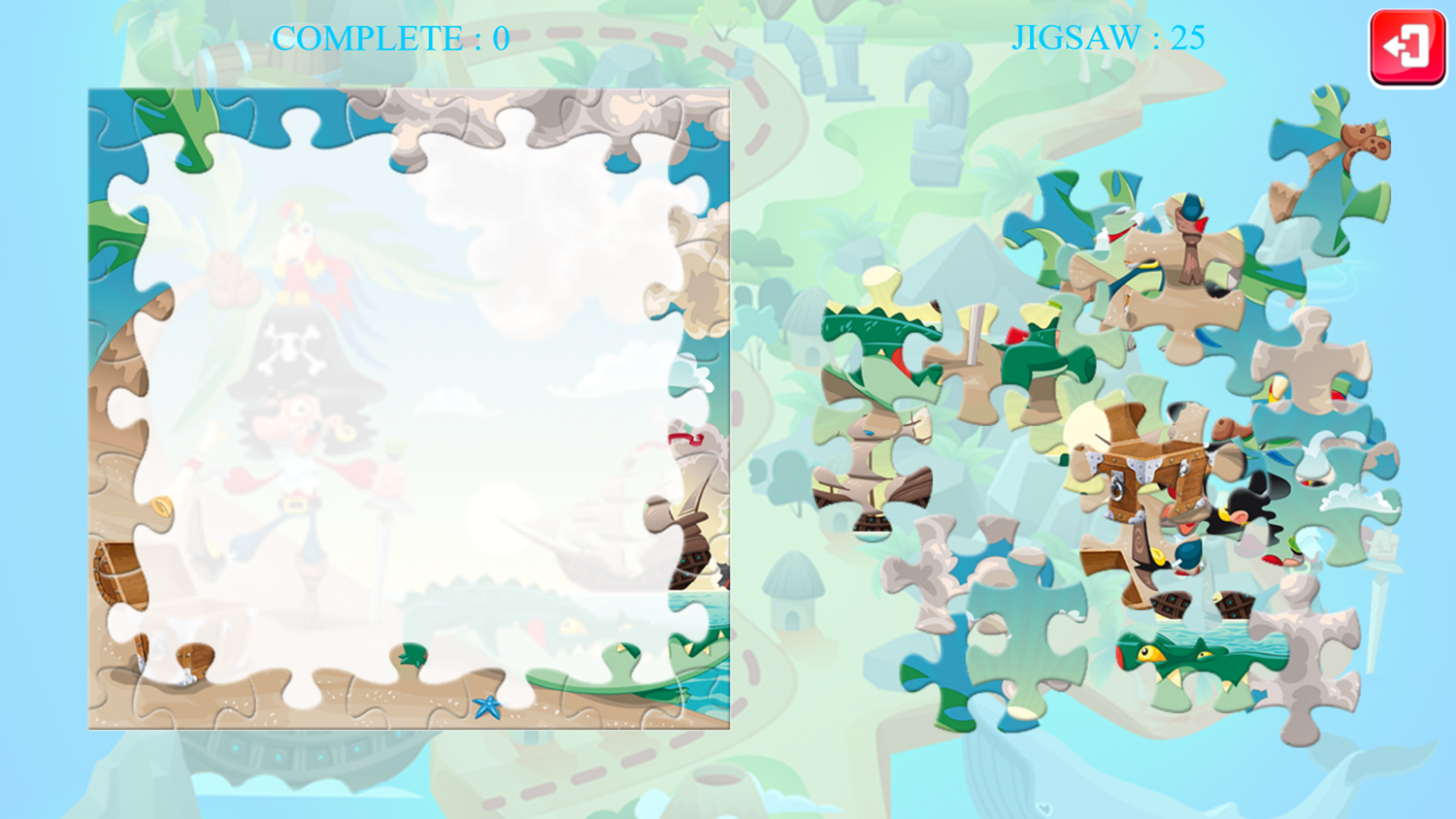 Find the Treasure Jigsaw Puzzle Game Start Screenshot.