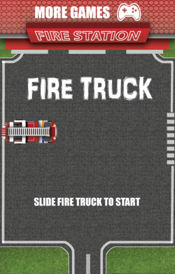 Fire Truck Game Welcome Screen Screenshot.