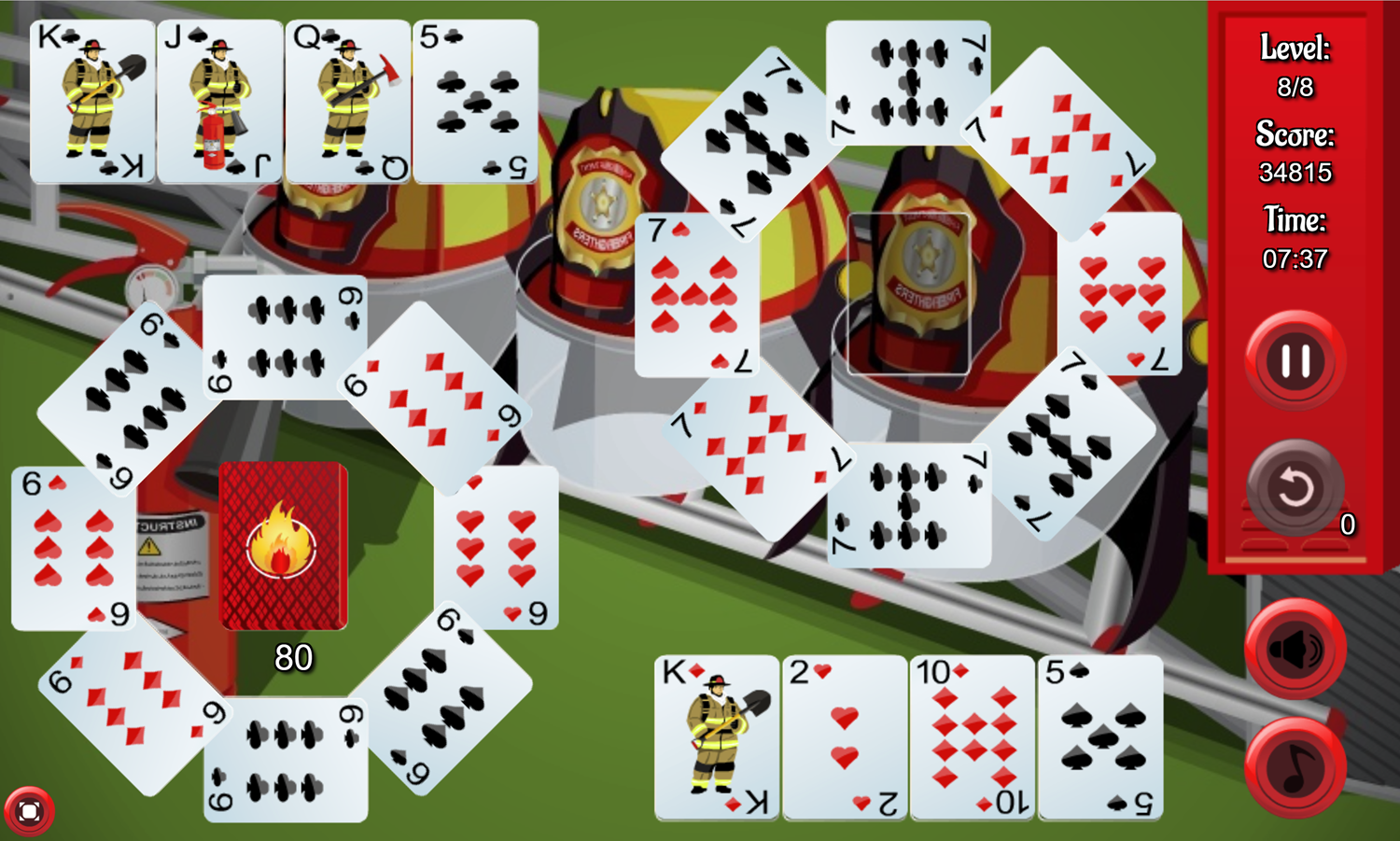 Firemen Solitaire Game Final Level Screenshot.