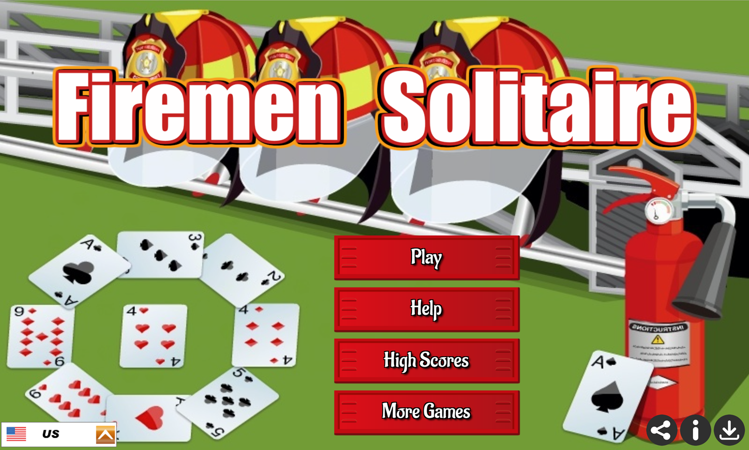 Firemen Solitaire Game Welcome Screen Screenshot.