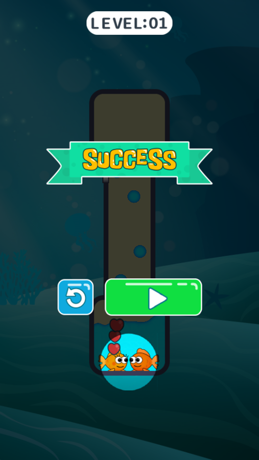 Fish Love Game Level Complete Screenshot.