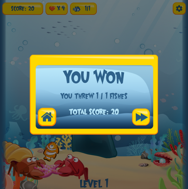 Fish N Jump Game Won Screenshot.