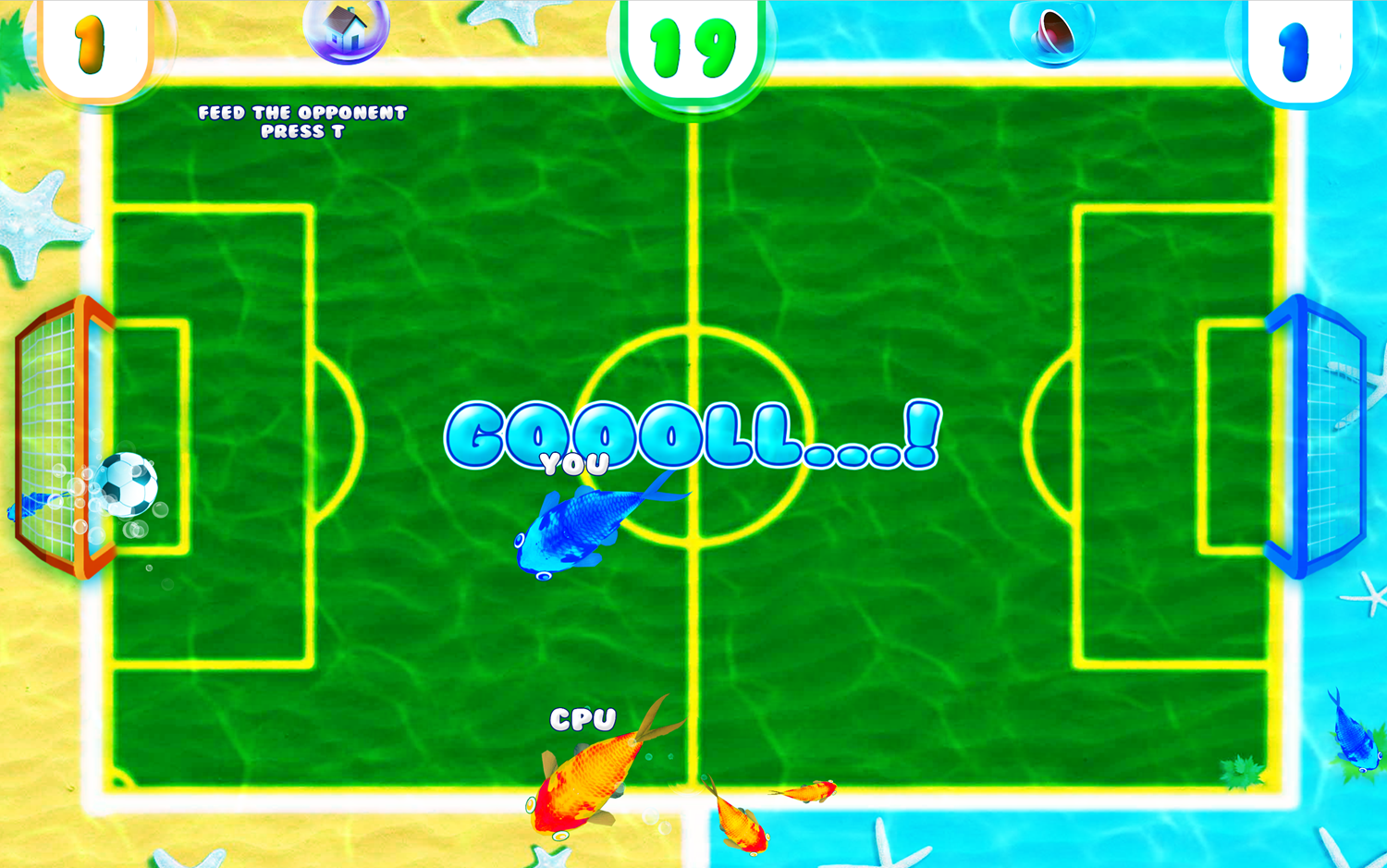 Fish Soccer Game Goal Scored Screen Screenshot.